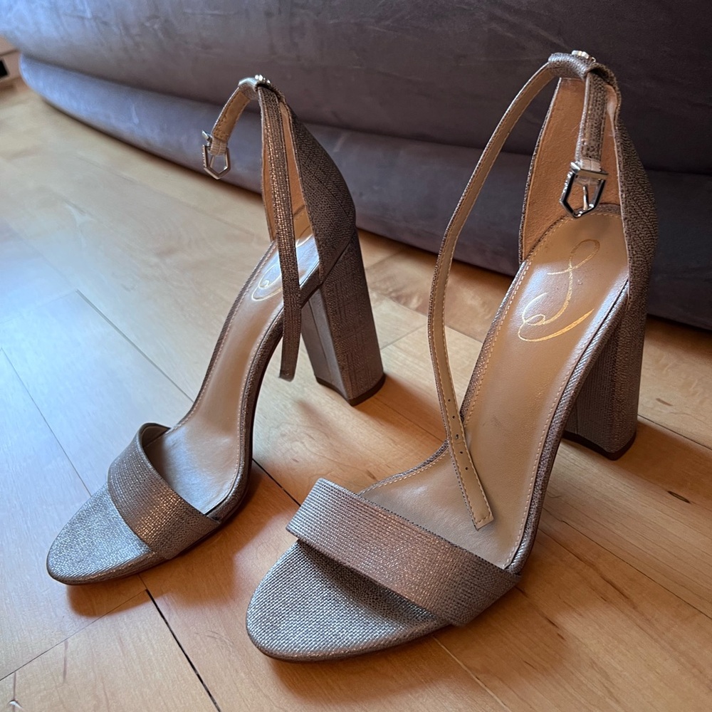 Sam Edelman Yaro Block Heel Sandal Silver Size 9